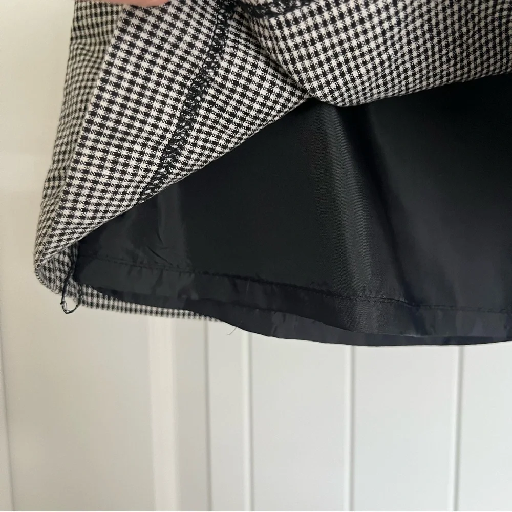 Vintage Linen Black and White Houndstooth Skirt